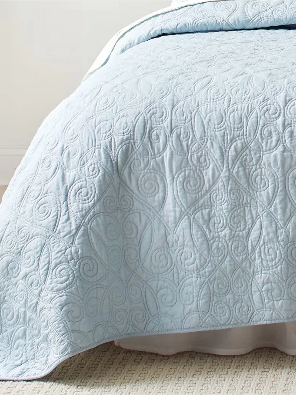 Light Blue Quilted Bedspread Set - Classic Home Bedding Laura Ashley